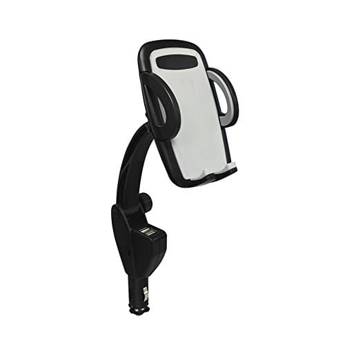 Cell Phone Holder for Car, 2-in-1 Universal Car Mount Holder Phone Charger Cigarette Lighter Power Adapter for iPhone, Samsung Galaxy and More Smartphones