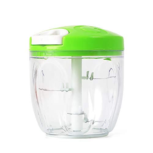 Food Chopper Blender,Powerful Hand Held Vegetable Chopper with Handle cover design, For Vegetable Fruits Nuts Onions Chopper Hand Pull Mincer Blender Mixer Food processor(Green + Transparent)