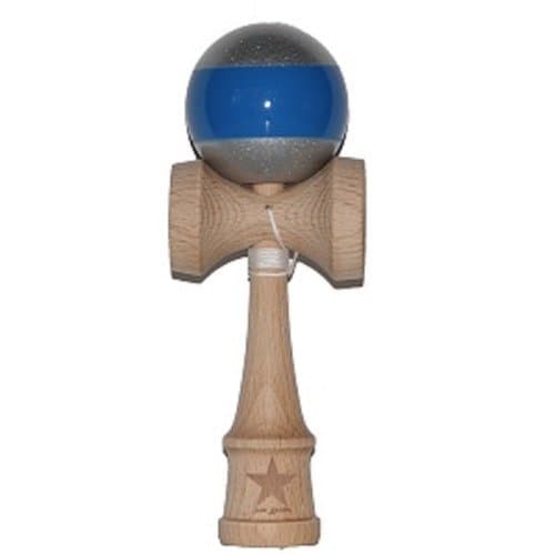 Jumbo Silver & Blue Stripe Super Kendama, Super Sticky, Japanese Wooden Toy, Free String, USA Seller by Super Kendama