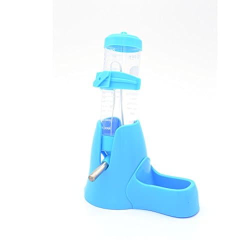 125ml Pet Bottles Bunny Water Bottle, Small Animals Feeder Automatic Hamster Water Dispenser With Food Container Base Hut fit for Hamsters Rats Guinea-pigs Ferrets Rabbits (blue)