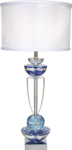 Van Teal 780472 Every Moment 1-Light Table Lamp, Chrome Finish, Clear and Sea Blue Acrylic with Silver White Shade, 16" x 16" x 34"