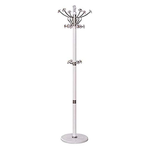 Coat Rack Standing, Floor Standing Coat Rack 16 Hooks ,Hat Stand Hanger 360 Degrees Rotatable S-shaped Thicker Main Pole Chassis Solid, Aluminum Alloy Hangers Storage Coat finishing (Color : White)