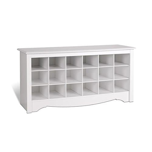 Winslow White Oversized Floor Entryway Shoe Storage Organizer Wood Bench Furniture