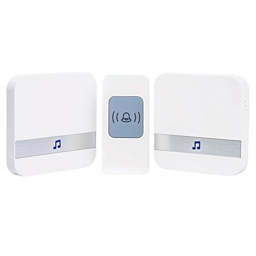 Starsprairie Wireless Doorbell Kit 1 Remote Push Button and 2 Plugin Receivers 984 Feet Range 4 Level Volume Adjustable LED Indicator 52 Melodies to Choose