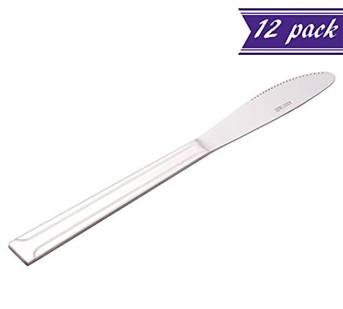 12-Piece Michigan Dinner Knife Set, Medium Weight 18\0 Stainless Steel Restaurant & Cafeteria Flatware Set, Home & Catering Table Knife 8', Commercial Grade Serving Knives, Service for 12