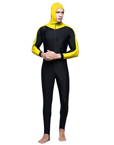 Unisex One Piece Hooded Diving Suit Wetsuits Rush Guard Dive Skin Yellow (L)