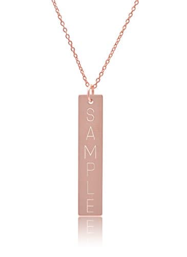 De Lelu 14k Rose Gold Filled Personalized Engravable Vertical Bar Necklace