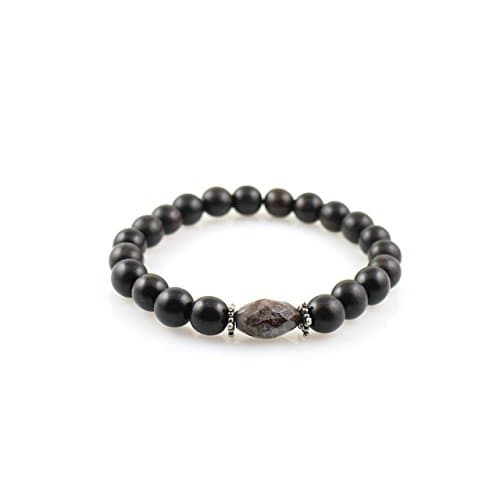 Zen Series: Mala Bracelet With Leopardskin Jasper, Black Ebony (Medium)