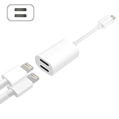 Feister Music Charging Adapter for iPhone 7 Dual Lightning Audio and Charger iPone 7/7 Plus Adapter Splitter IOS 10.3 White