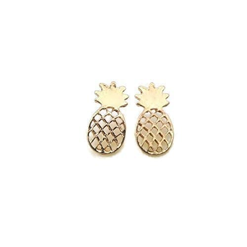 Pineapple Studs, Invisible Clip On Earrings for Non-Pierced Ears, Gold-Tone