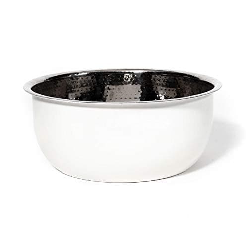 Pedicure Bowl - Hammered Stainless Steel w/White