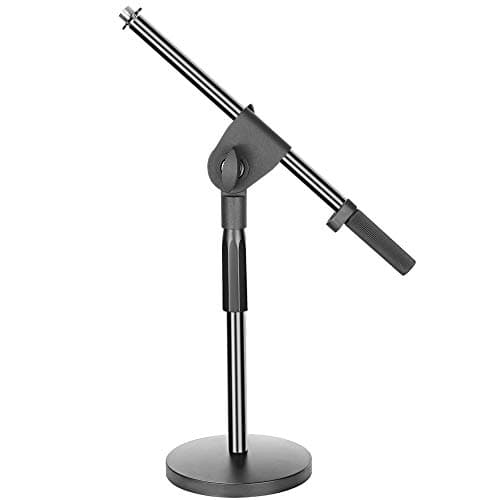 Adjustable Desktop Microphone Stand with Boom Arm 5/8-inch Threaded Mount for Dynamic Condenser Microphones