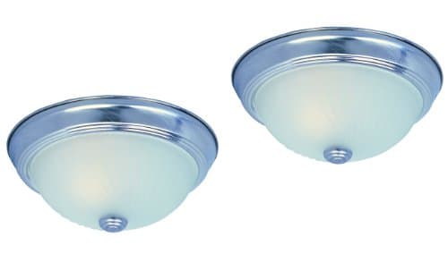 Park Madison Lighting PMC-9081-16 Twin Pack Flush Mount Ceiling Dome Fixtures with Frosted Swirl Glass in Satin Nickel Finish, 11-Inch
