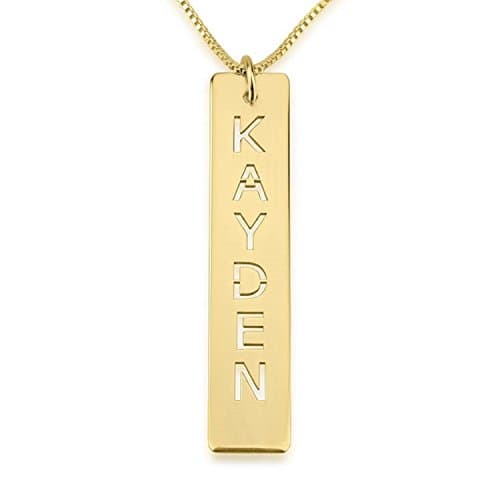 Personalized Custom 24k Gold Plated Cut Out Vertical Bar Necklace Jewelry (16)