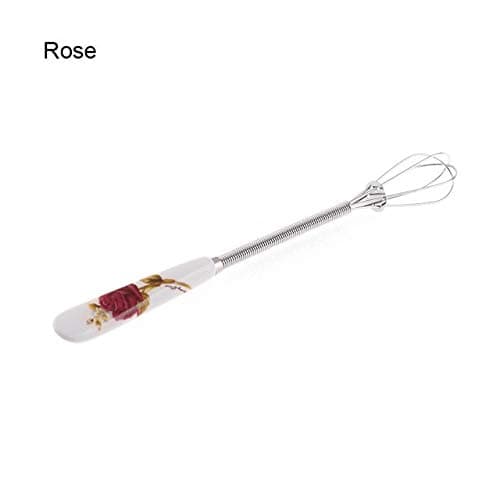 SOPHISTICATE Cake Milk Cream Egg Mixer Spiral Beater Ceramic Handle Whisk Stainless Steel Stirrer Kitchen Tool: Rose
