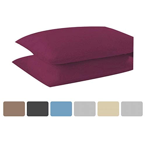 KOHSAR® Wine Pillowcases 2 Pack Standard Easy Care Plain Dyed Polycotton, Long Staple Cotton Pair of Pillowcases, Poly Cotton 50 x 75CM Pillow Cases Wine