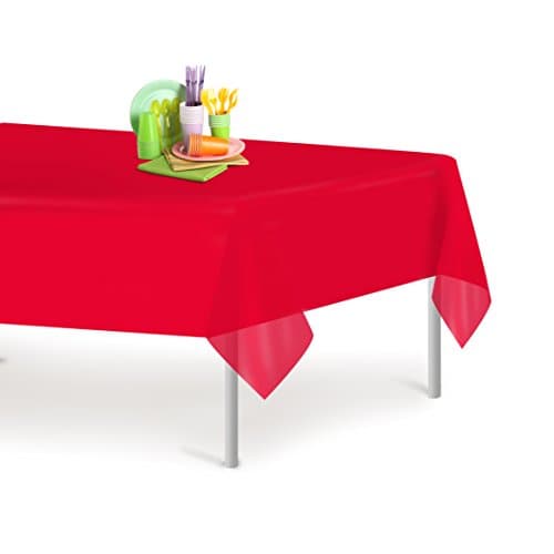 Red 1 Pack Premium Disposable Plastic Tablecloth 54 Inch. x 108 Inch. Rectangle Table Cover By Grandipity