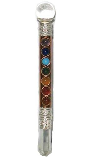Beautiful Quartz Crystal Healing Wand Magic Wand With Copper Chakra Stones, 7 Inches
