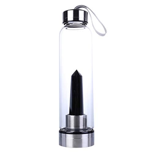 vap26 Healing Wand Point Crystal Obelisk Water Bottle Elixir Natural Quartz Portable(dark)
