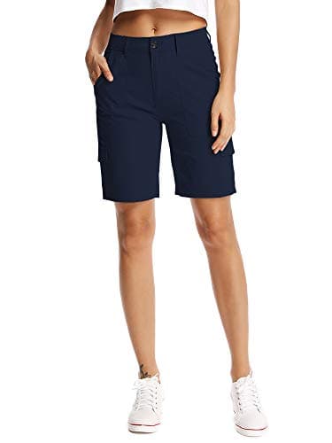 Women's Relaxed Fit Casual Solid Cargo Bermuda Shorts