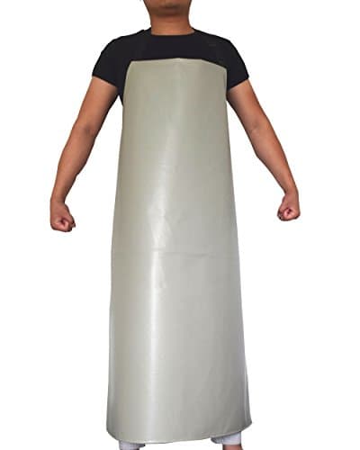 Ulove Prs Leather Waterproof Work Apron Ultra Lightweight Adjustable Neck Extra Long Bib Apron for Adults Cleaning Dishwashing (Gray)