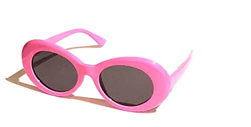 BOLD Retro Oval MOD Thick Frame Clout Goggles Round Lens Sunglasses (Pink, Smoke)