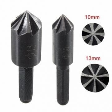 2pcs 7 Flute 82 Degree 1/4 Inch Hex Shank HCS Countersink Drill Bits Set Chamfer Cutter
