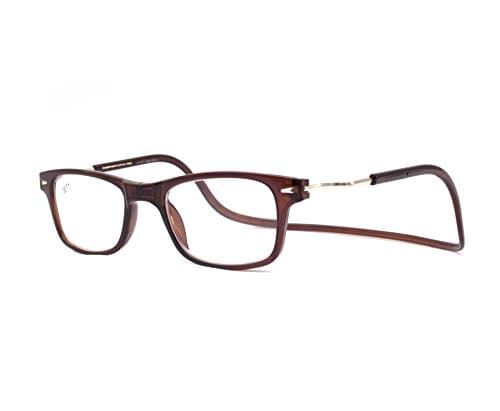 Reading Glasses Magnetic Adjustable with Built in Neck Strap for Men and Women Brown Square (2.50)