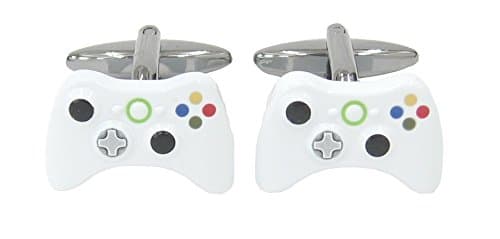 Pair of New Detailed Xbox Controller White Cuff Links presented in Chrome Gift Box