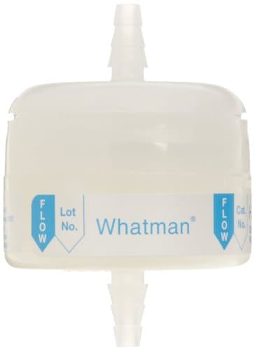 Whatman 6702-3600 Hepa-Cap 36 In-Line Venting Filter, 60 psi Maximum Pressure, Inlet 1/4" to 3/8", Outlet 1/4" to 3/8" Stepped Barb