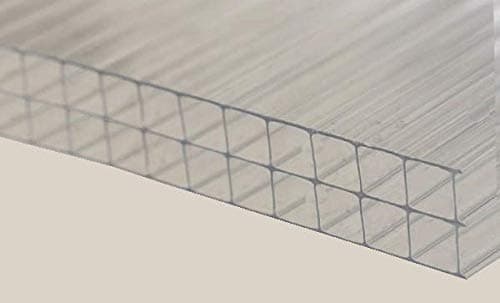 Teknorm 16mm Polycarbonate Roofing Sheet Clear Various Size 10 Year Warranty Double Sided UV Protection (Width:1.05m x Length:1.00m) for Greenhouse Canopy Carport Cold (ONLY available mainland UK)