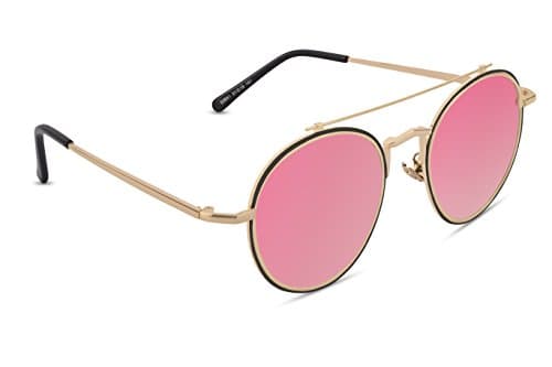 REACTR- New Arrival 2017 Round Sunglasses Goggles Women Vintage Sun Glasses Ladies Designer For Female Polarized Sunglass (Mirror Pink|51|Tilley|EL1005-C2)