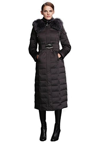Fast Sister Women's Stylish Goose Down Jackets Down Coats Parka Fox Fur Collar (Size S, 3027-Black)