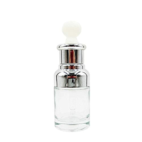Hisght 1PCS 30ML/1OZ Upscale Empty Refillable Clear Glass Dropper Bottle Essential Oil Bottles Perfume Bottle Cosmetics Elite Fluid Container Jar Pot with Glass Pipette Eye Dropper(Silver)