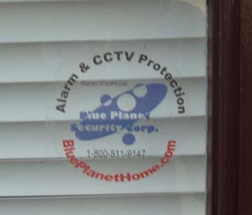 Alarm Decal CCTV Security Window Sticker, Alarm Sign, Security Warning Label, Blue Planet Security Corp.