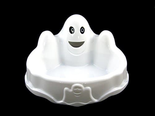 Halloween Ghost Candy Bowl - Plastic Ghoul Design - Great for Haunted House Party Décor - Perfect to Hand out Candy to Trick or Treaters - By Qornerstone