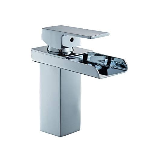 Mucet European Style Surface-mounted Faucet Bathroom Single Handle Ceramic Valve Sink Mixer Tap Flat Mouth Basin Laundry Pool Tap Waterfall and Bath Filler Tub Tap Plating Spout