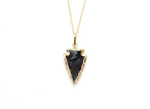 Black Obsidian Small Arrowhead Pendant Necklace