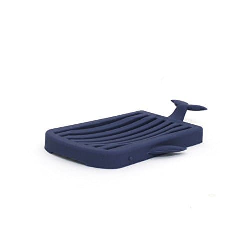 MIKEEP Dear Whales Soap Dish Unique Design Modern Colors Platinum Silicon Set Navy White