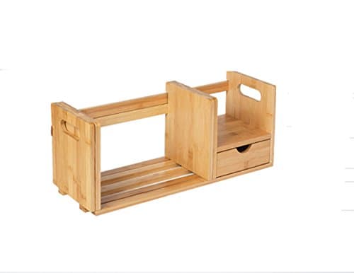 stable On The Table Bamboo Desktop Small Bookshelves Storage Rack Student Simple Bookshelf Shelf With Drawer Simple and elegant ( Color : #1 )