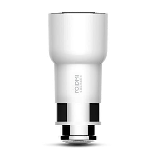 Xiaomi ROIDMI Car Bluetooth Charger Adapter-(Bluetooth 4.0 FM Transmitter, 5V 3.1A Fast Charge Adapter, Music Playing, FM Function) Black (White)