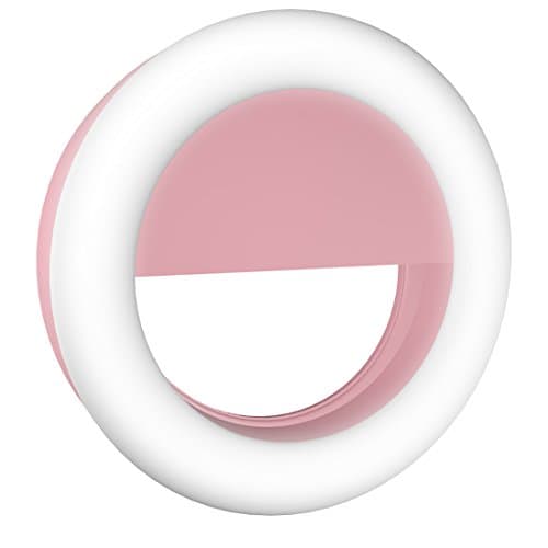 Selfie Ring Light for Phone Camera,Advaka Clip-on Phone Light,3-Level Adjustable Brightness,33 LED Rechargeable On-Camera Video Fill-lights for iPhone X,8/7 Plus,iPad,Samsung S7+,Tablet Pink