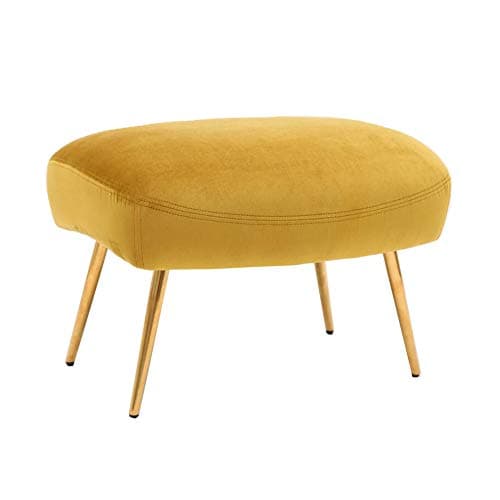 DALL Footstool Iron Legs Comfortable Upholstered Ottoman Sofa Stool Makeup Stool 59 * 46 * 42cm (color : Yellow)