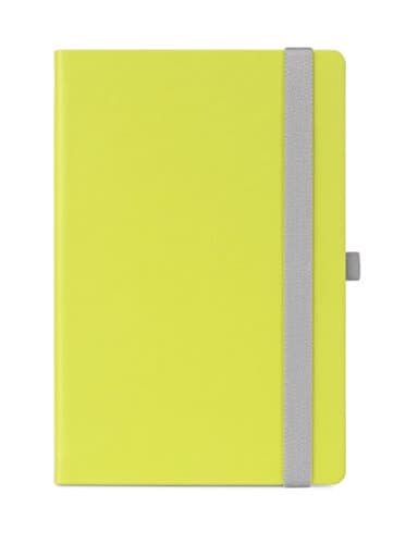 Premium Kiwi/Lime Green Smooth Hardcover UberWorks WORDSMITH Medium A5 Size Plain/Clear Notebook Bullet Journal/Travel Sketchbook, Elastic Pen Loop, 192 Pages 80gr Paper, Index, Pocket, Labels & More
