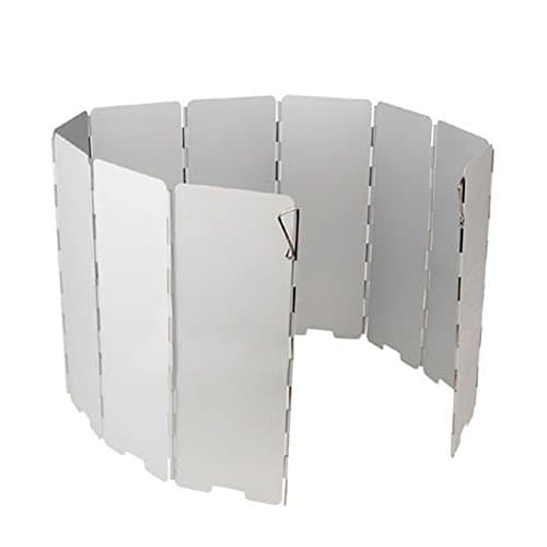 Aluminum Windscreen, YOBOKO Lightweight Windshield 10 Plates Folding Wind Screen for Camping Picnic Cooker Stove (Foldable 10 Plates)