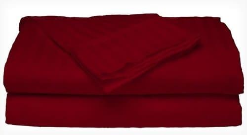 3-Piece Bed Sheet Set - Dobby Stripe - 100% Cotton Sateen - 300 Thread Count - Twin - Burgundy