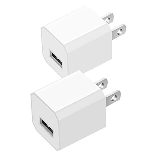 USB Wall Charger, Certified USB 5W 1A Mini Universal Portable Travel Power Adapter High Speed 1.0A Output for iPhone iPad Samsung HTC LG iPod Nokia (White 2 Pack)