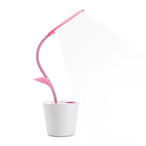 ♻Rechargeable USB Desk Lamp - ToBeoneer Table Lamp Adjustable LED Light Touch 3-level Dimmer, Office Decor Plant Pen Stand Holder Night Light for Kid Girl Women Bed Bedside Living Room (Pink)