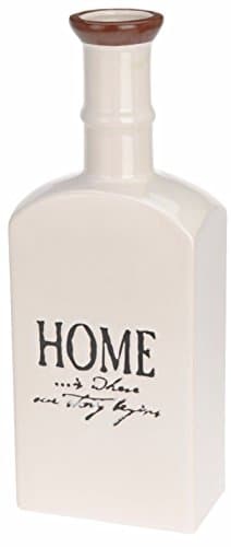 Large Rustic Decorative Ceramic Bottles Flower Pot Ceramic Vase Flower Vase (White)