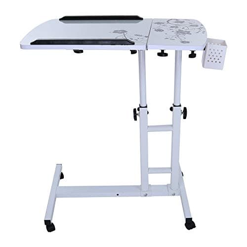 Leyorie Adjustable Laptop Table Household Folding Tray SideTable, Portable Standing Desk (White)
